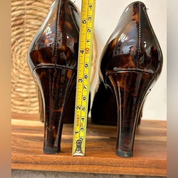 Stuart Weitzman Tortoise Shell Platswoon Patent Leather Platform Heels Size 9.5 - Picture 8 of 15